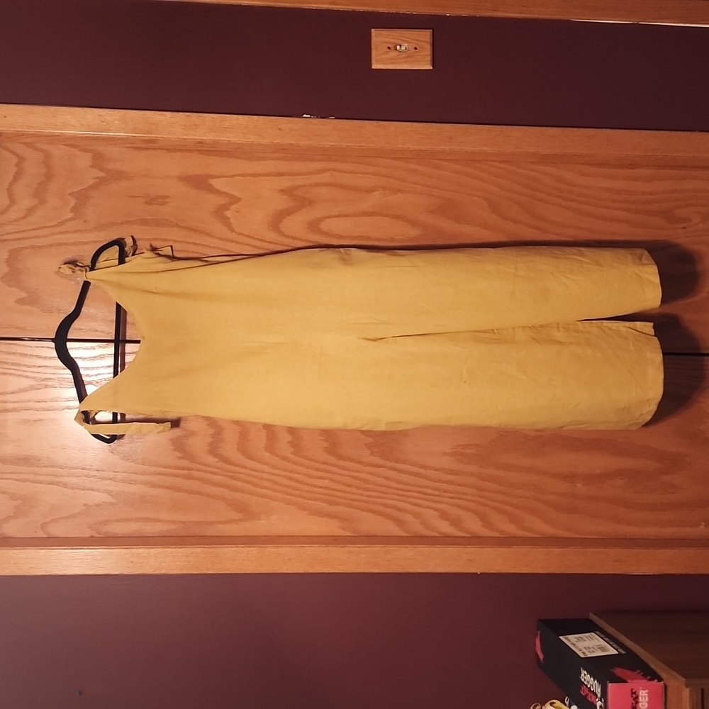 Mustard tie strap jumpsuit with pockets